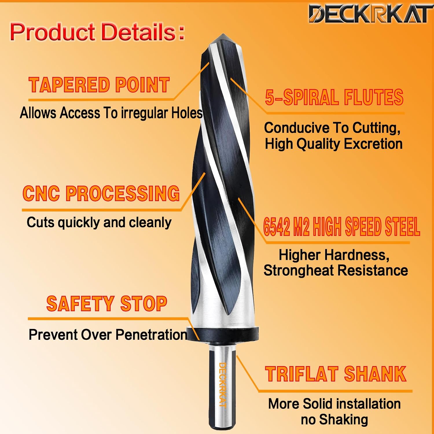 1-1/2" Reamer Drill Bit for Metal, M2 HSS Taper Reamer for Steel, Alloy, Wood, Plastic to Align, Enlarge Holes – 5-Spiral Flutes,1/2"Non-Slip Shank, 38mm Car Reamer, Bridge Construction Reamer.