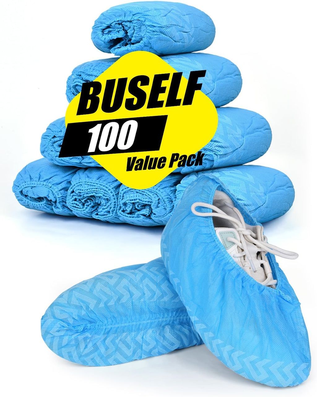 Buself 100 Count Shoe Covers Disposable Non-Slip, Premium Cloth Boot Covers, Slip-resistant, Durable, Breathable, Non-toxic, Recyclable
