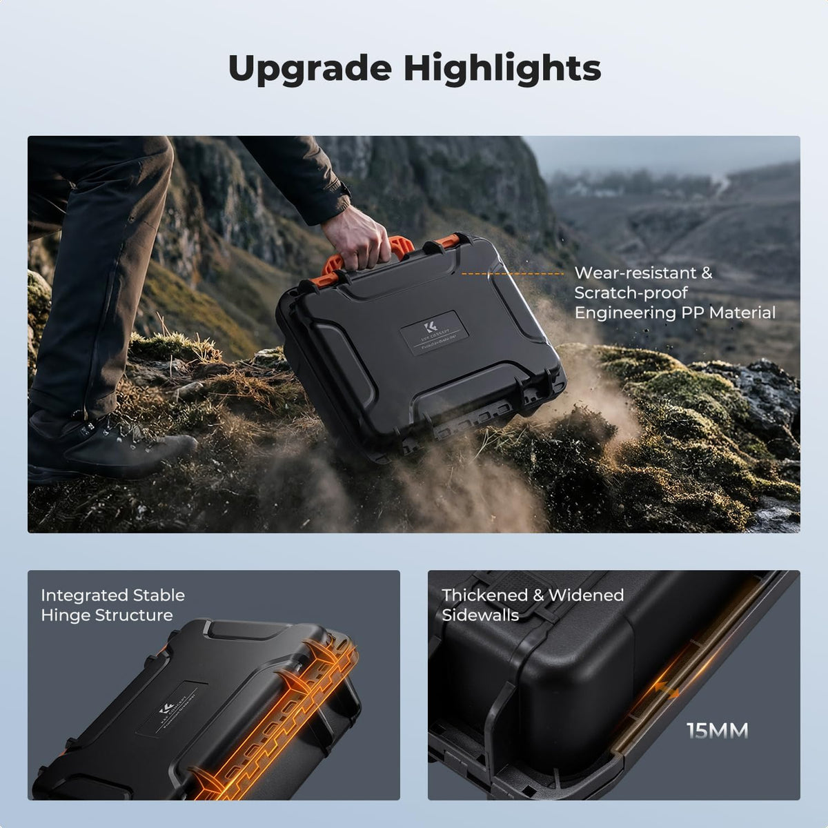 K&F CONCEPT Waterproof Hard Case, IP67 Protective Case with Pre-Scored Foam