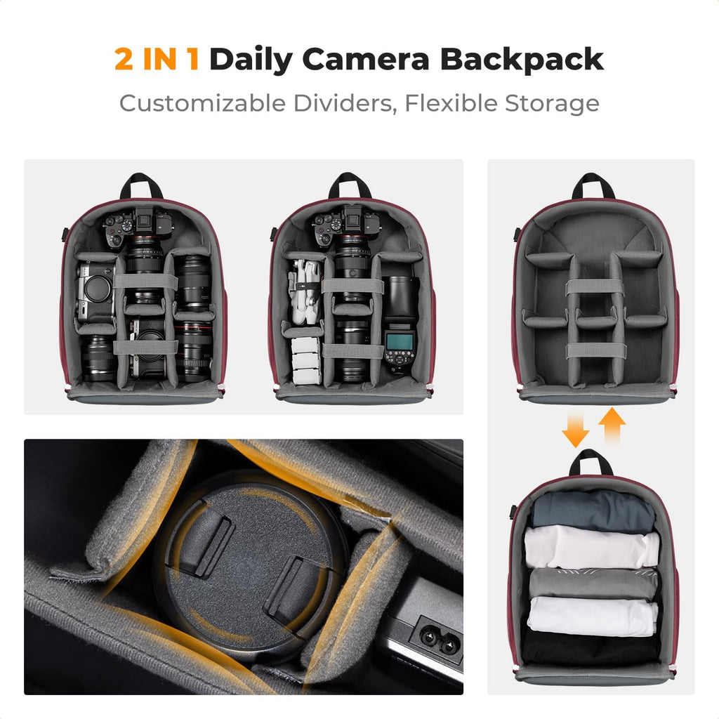 K&F CONCEPT Camera Backpack, DSLR/SLR/Mirrorless Photography Camera Bag