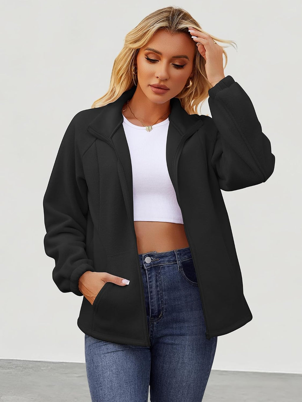 UEAL Womens Zip Up Fleece Jacket