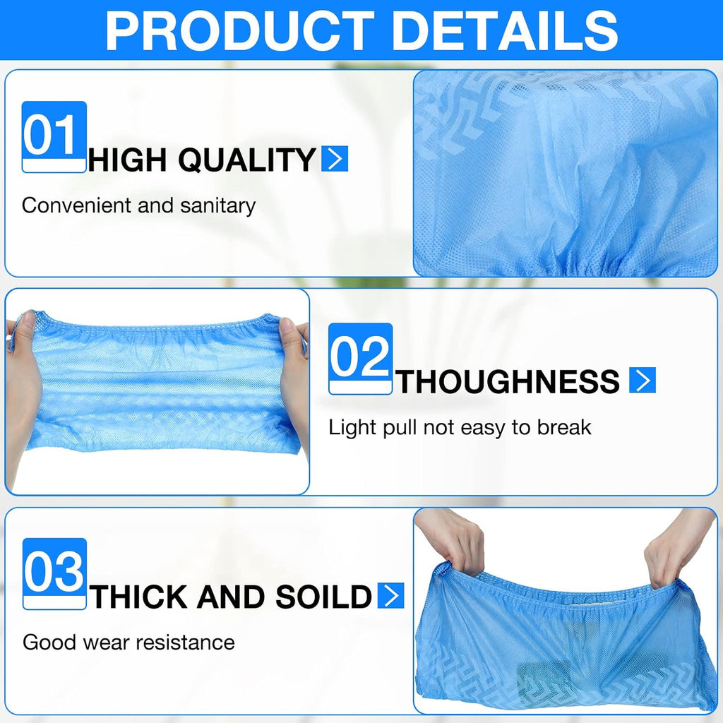 200 Packs Disposable Boot Shoe Covers Non Slip, Blue