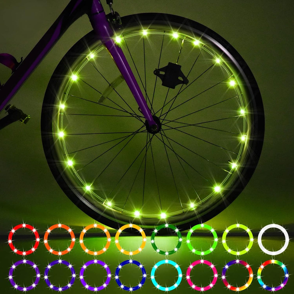 Waybelive LED Bike Wheel and Frame Lights, Waterproof