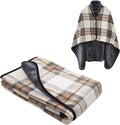 forestfish Fleece Wearable Blanket Oversized, Comfy Lightweight Lap Blanket Poncho Throw With Buttons, 63“x 55” (Mocha, Medium(55”x39”))