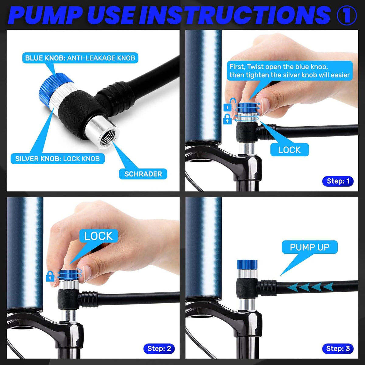High Pressure Shock Pump, Bike Shock Air Pump with Gauge 400 PSI