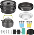 17pcs Camping Cookware Kit, Nonstick Pots Pans and Kettle Set