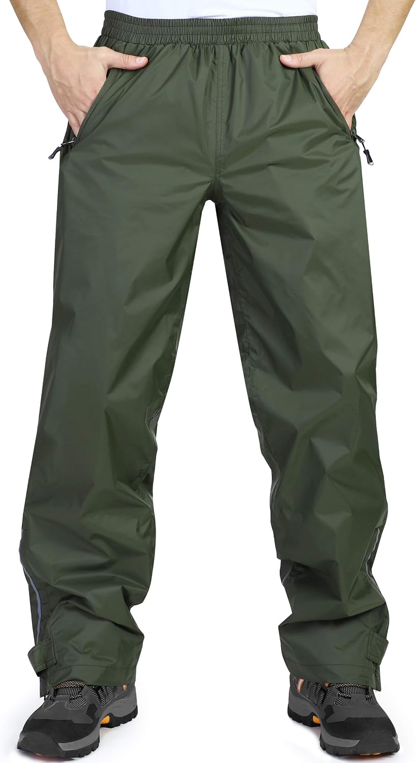 33,000ft Men's Rain Pants, Waterproof Rain Over Pants, Windproof Pants