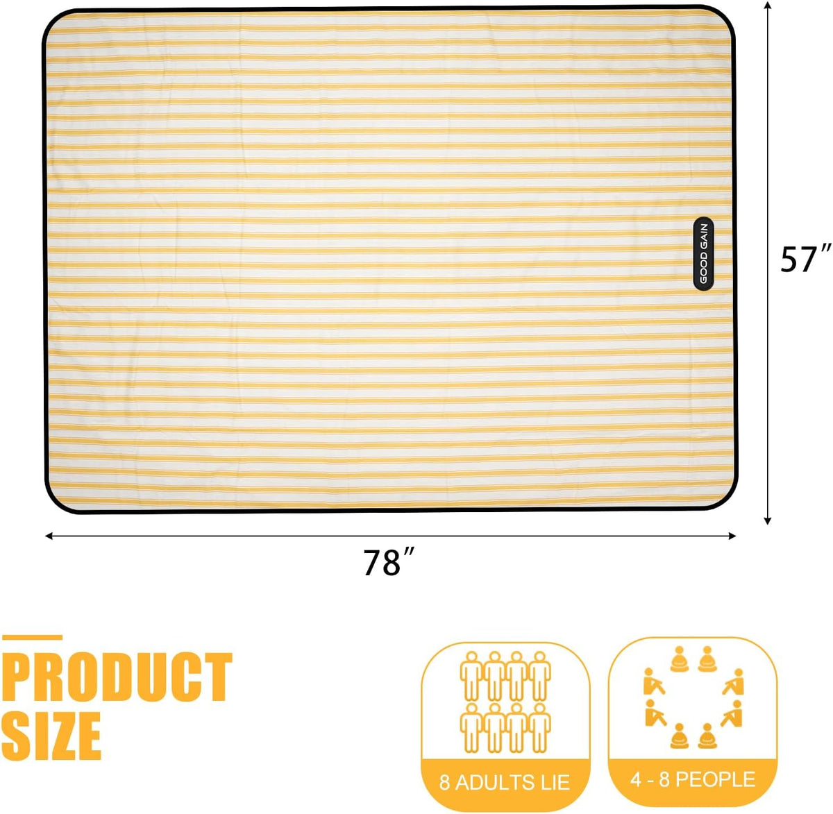 G GOOD GAIN Waterproof Picnic Blankets Outdoor Machine Wash, Bumblebee