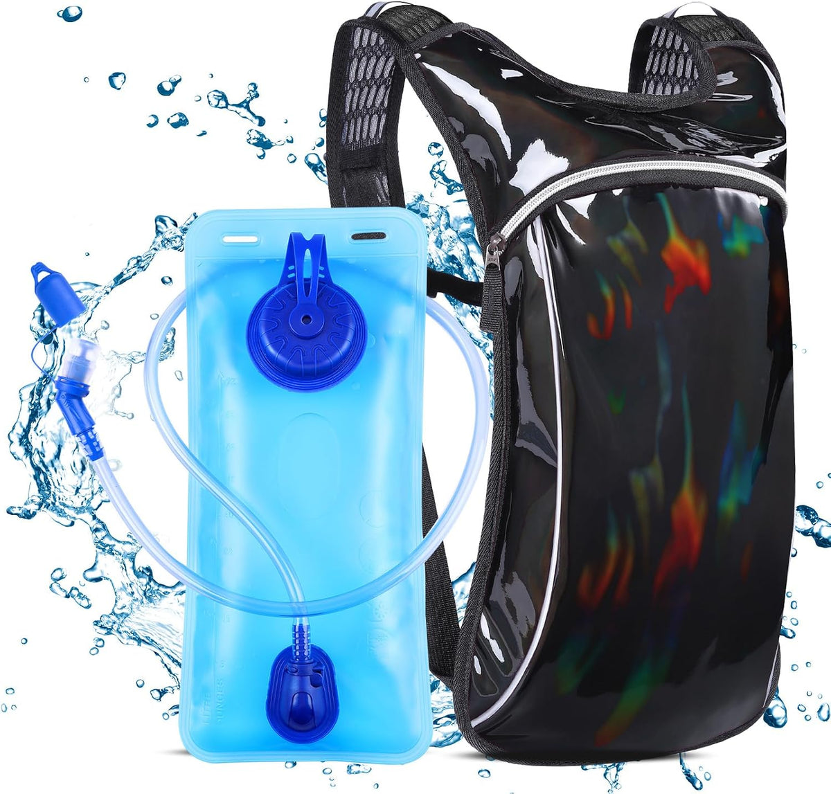KUYOU Rave Hydration Pack, Hydration Backpack with 2L Hydration Bladder, Festival Essential Water Backpack for Hiking, Running, Cycling, and Music Festivals