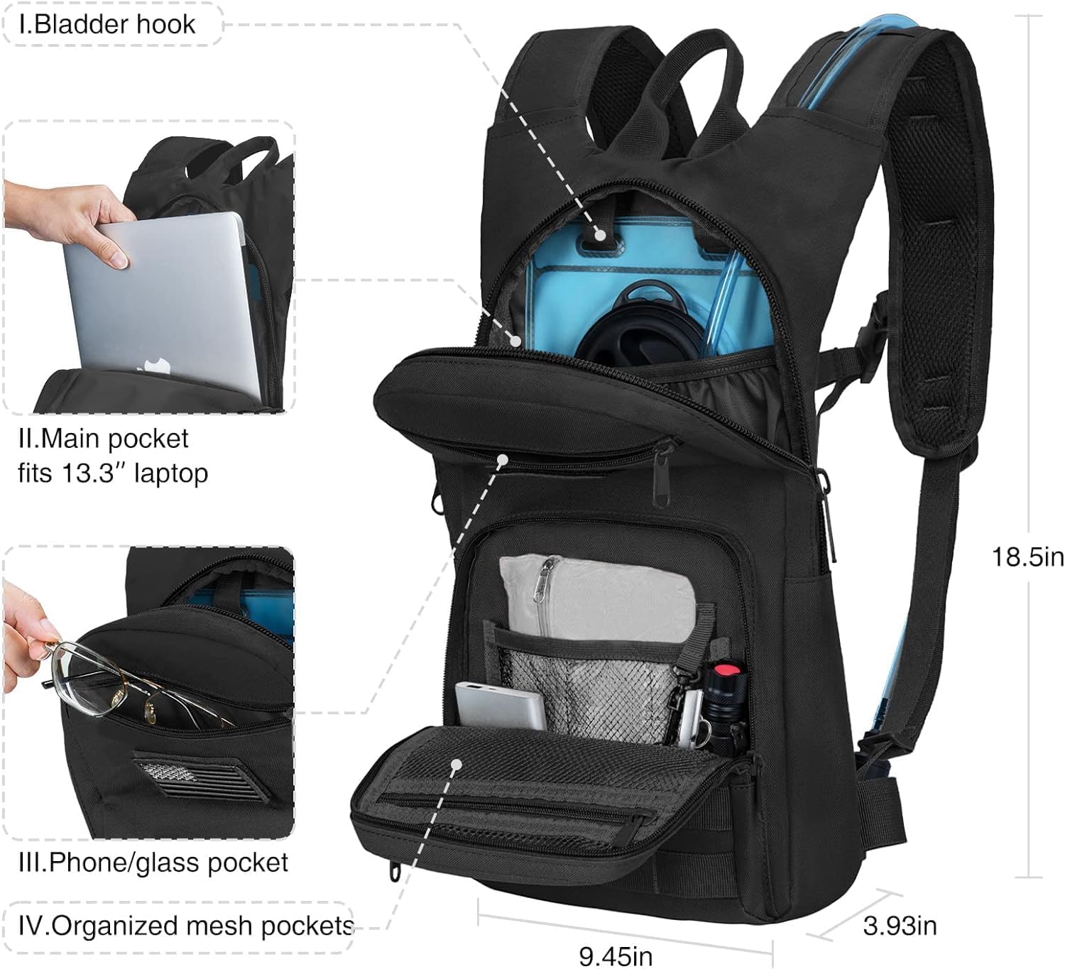 NOOLA Hydration Backpack, Tactical Water Backpack with 3L TPU Water Bladder