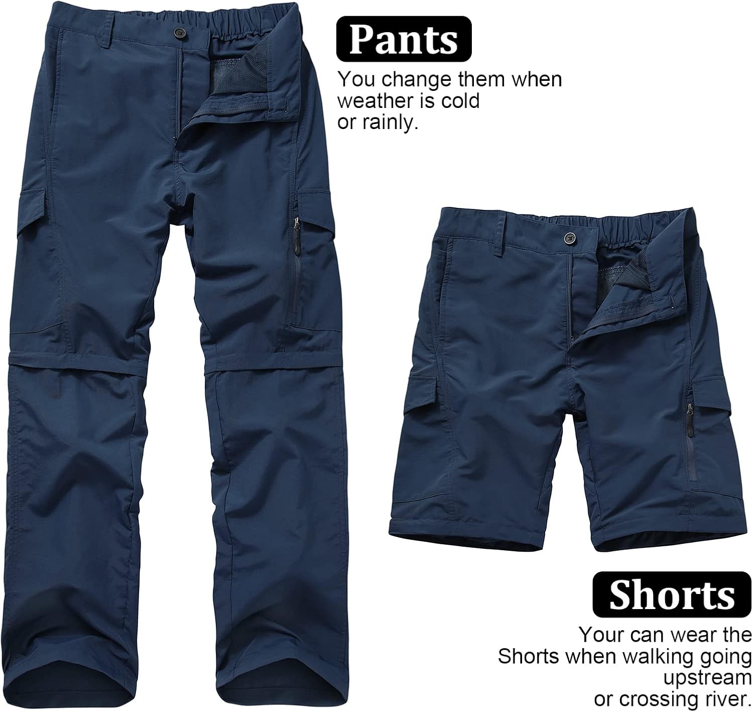 linlon Boy Scout Pants Hiking Mens Convertible Zip Off Safari Fishing
