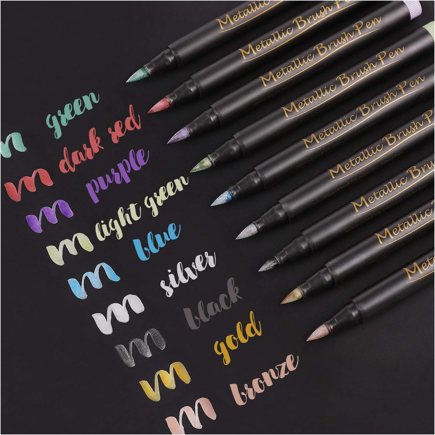 Dyvicl Metallic Marker Pens - Set of 10 Medium Point Metallic Markers for Rock Painting, Black Paper, Card Making, Scrapbooking Crafts, DIY Photo Album