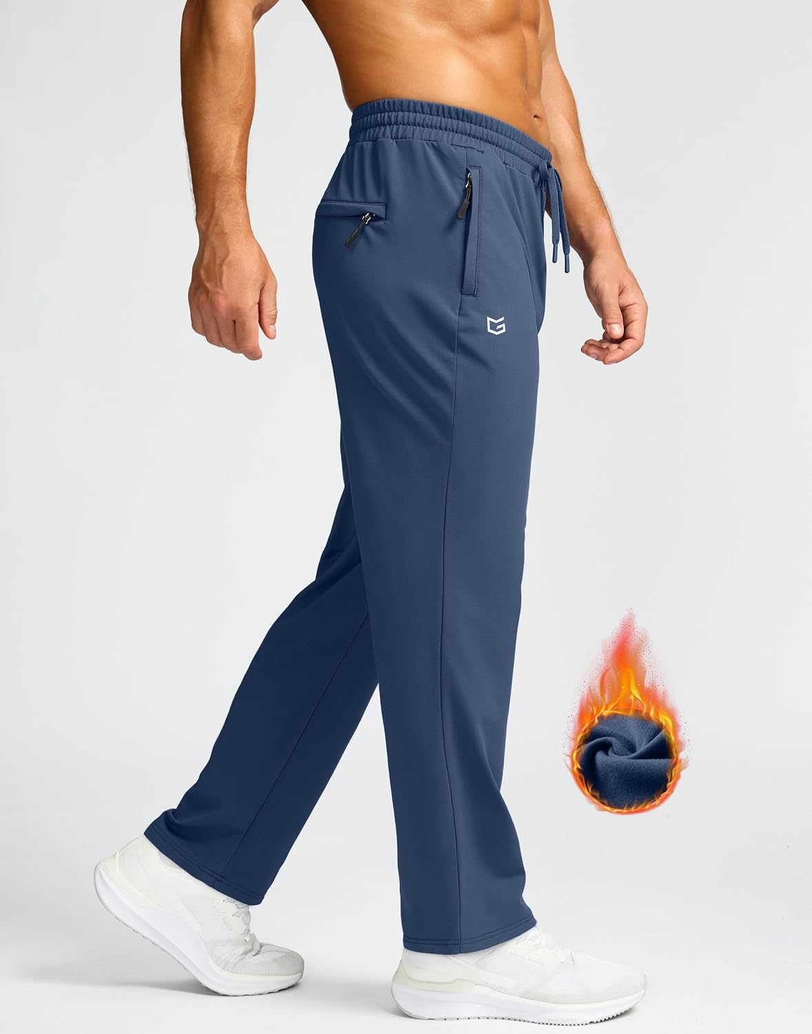 G Gradual Men's Fleece Lined Pants with 3 Zipper Pockets Water Resistant Winter Warm Hiking Pants Athletic Sweatpants for Men