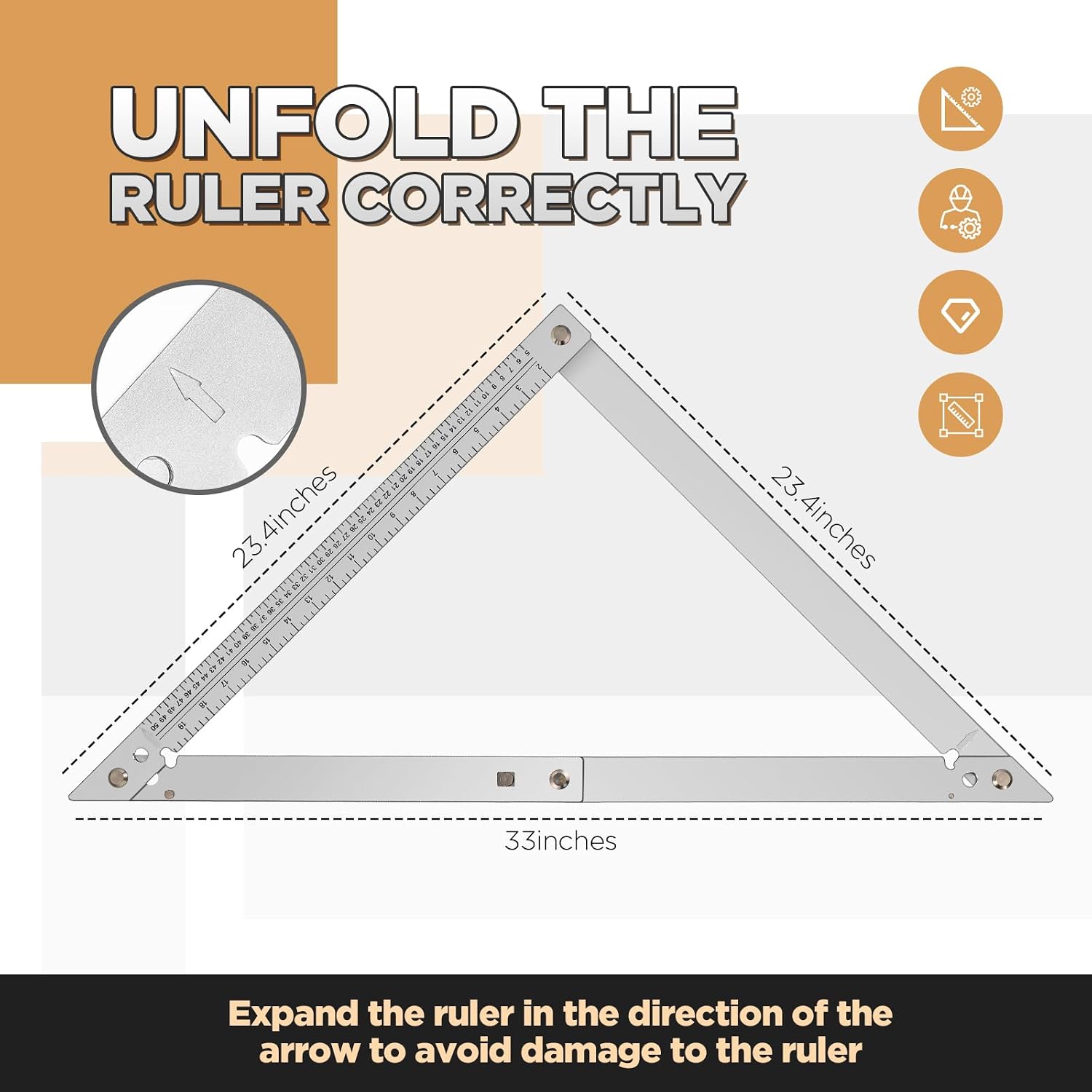 Relaxweex 24 Inch Folding Triangle Ruler Aluminum Framing Square