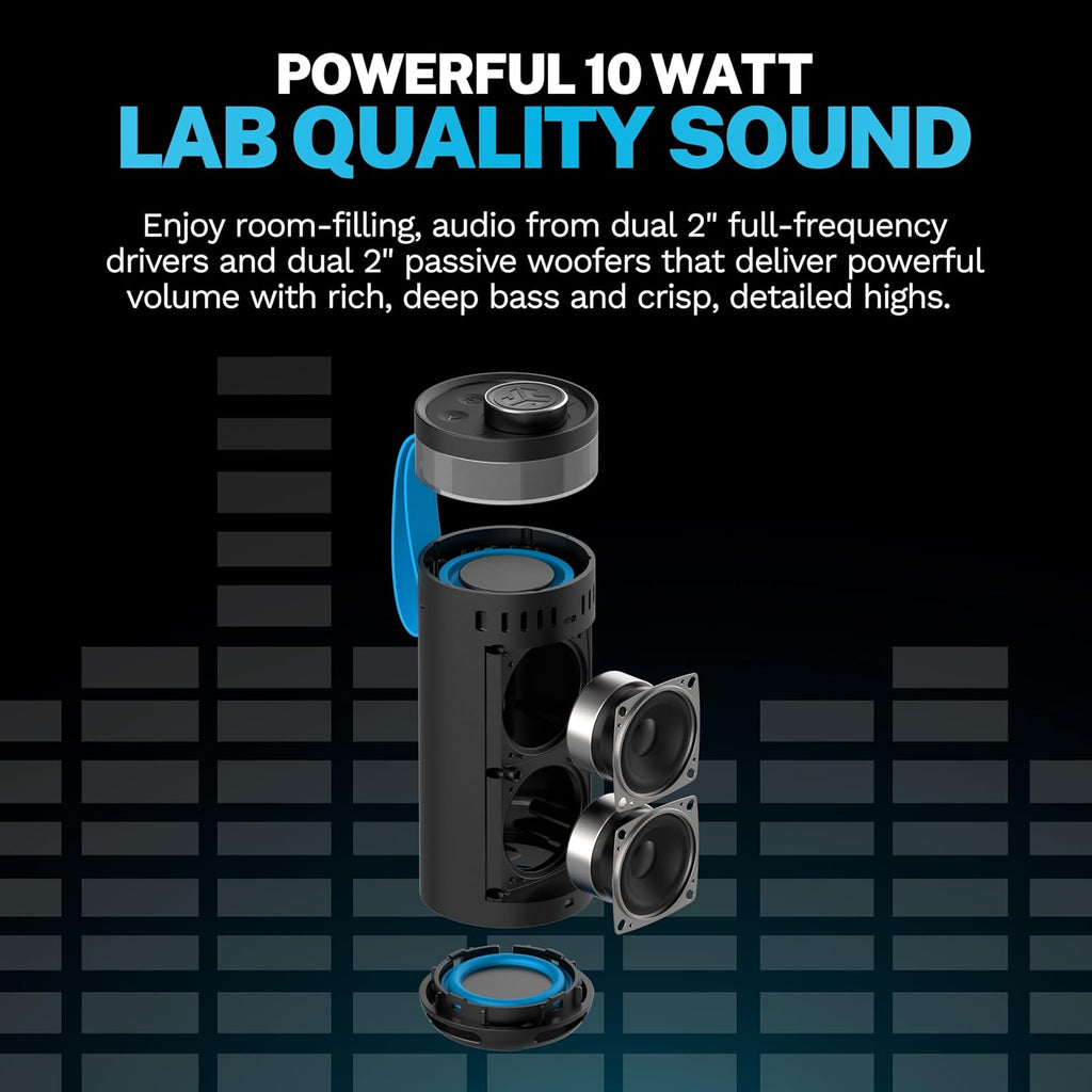 JLab, Go Party, Portable Bluetooth Speaker, Waterproof RGB LED, Midnight Black