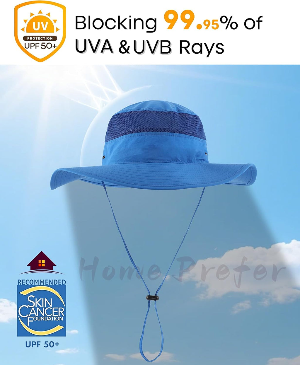 Home Prefer UPF 50+ Men's Sun Hat Wide Brim Bucket Hat UV Protection Hat for Mens Womens Beach Safari Gardening Golf Fishing