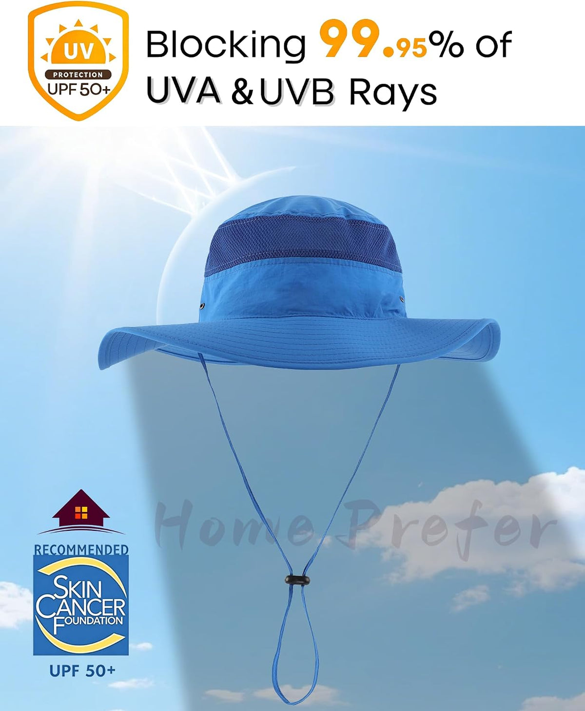 Home Prefer UPF 50+ Men's Sun Hat Wide Brim Bucket Hat UV Protection Hat for Mens Womens Beach Safari Gardening Golf Fishing