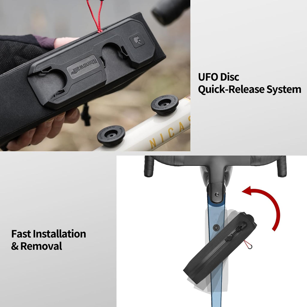 Rhinowalk Bike Top Tube Bag, Quick-Release System, Waterproof 600D TPU Cycling Frame Bag with Bolt-On Mount, Slim Aerodynamic Hard Shell Storage