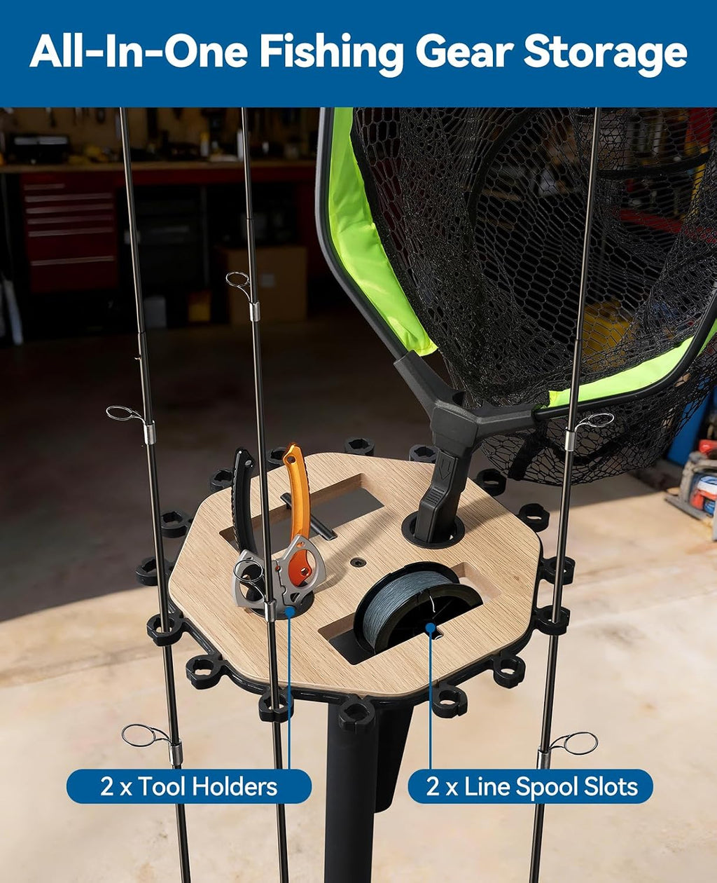 KEXMO Fishing Rod Holder Pole Rack for Garage with Wheels