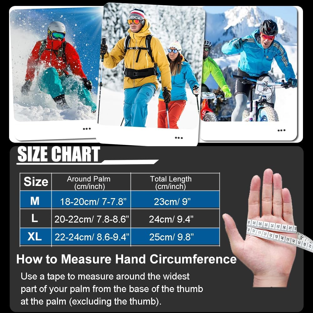 Winter Gloves for Men Women - Waterproof Thermal Glove for Cold Weather, Warm Gloves for Running Cycling