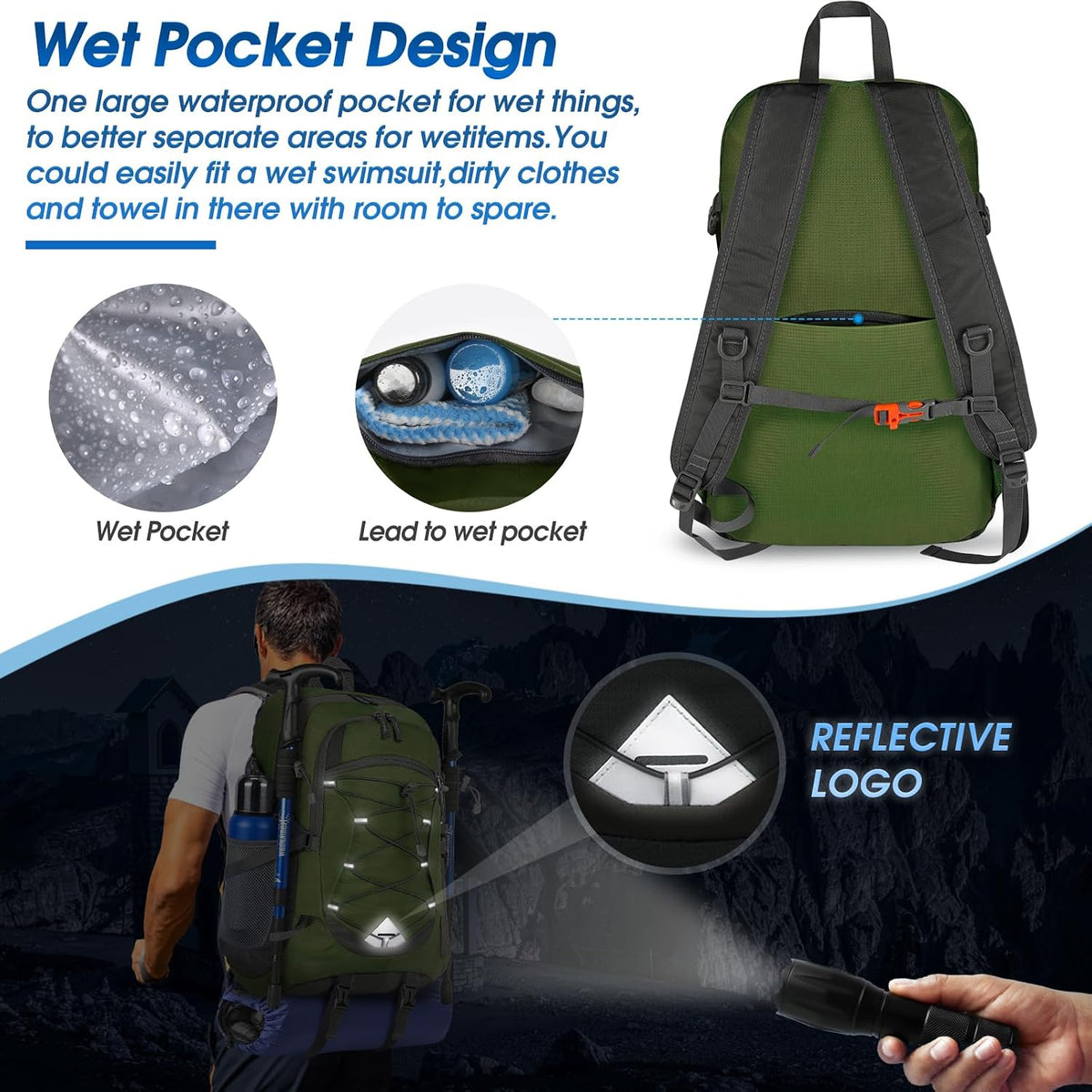 IGOLUMON Hiking Backpack 40L Packable Lightweight Camping Daypack Men Women