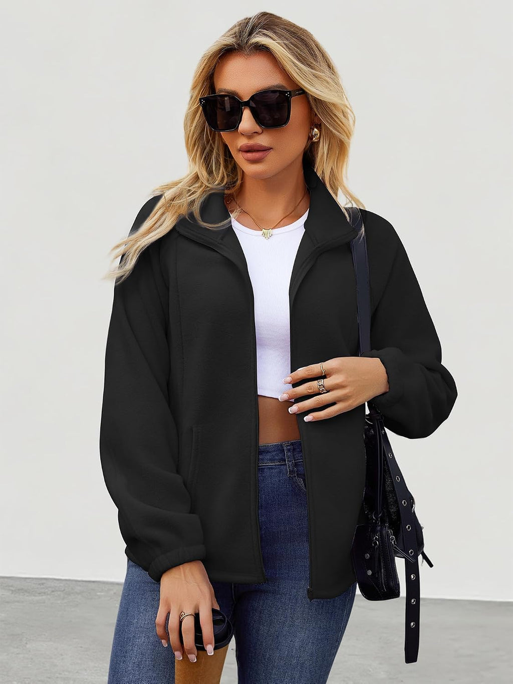 UEAL Womens Zip Up Fleece Jacket