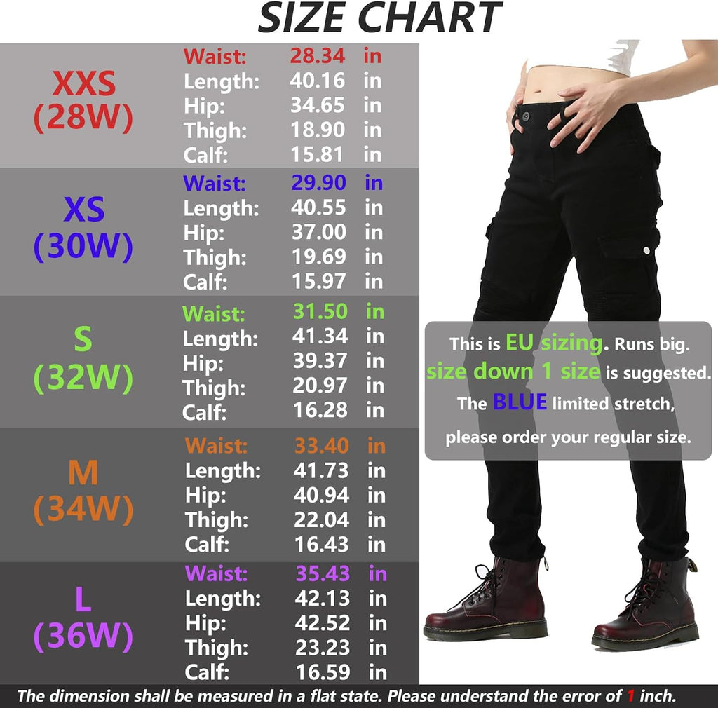 LOMENG Motorcycle Riding Pants Women with CE Level 2 Removable Armor