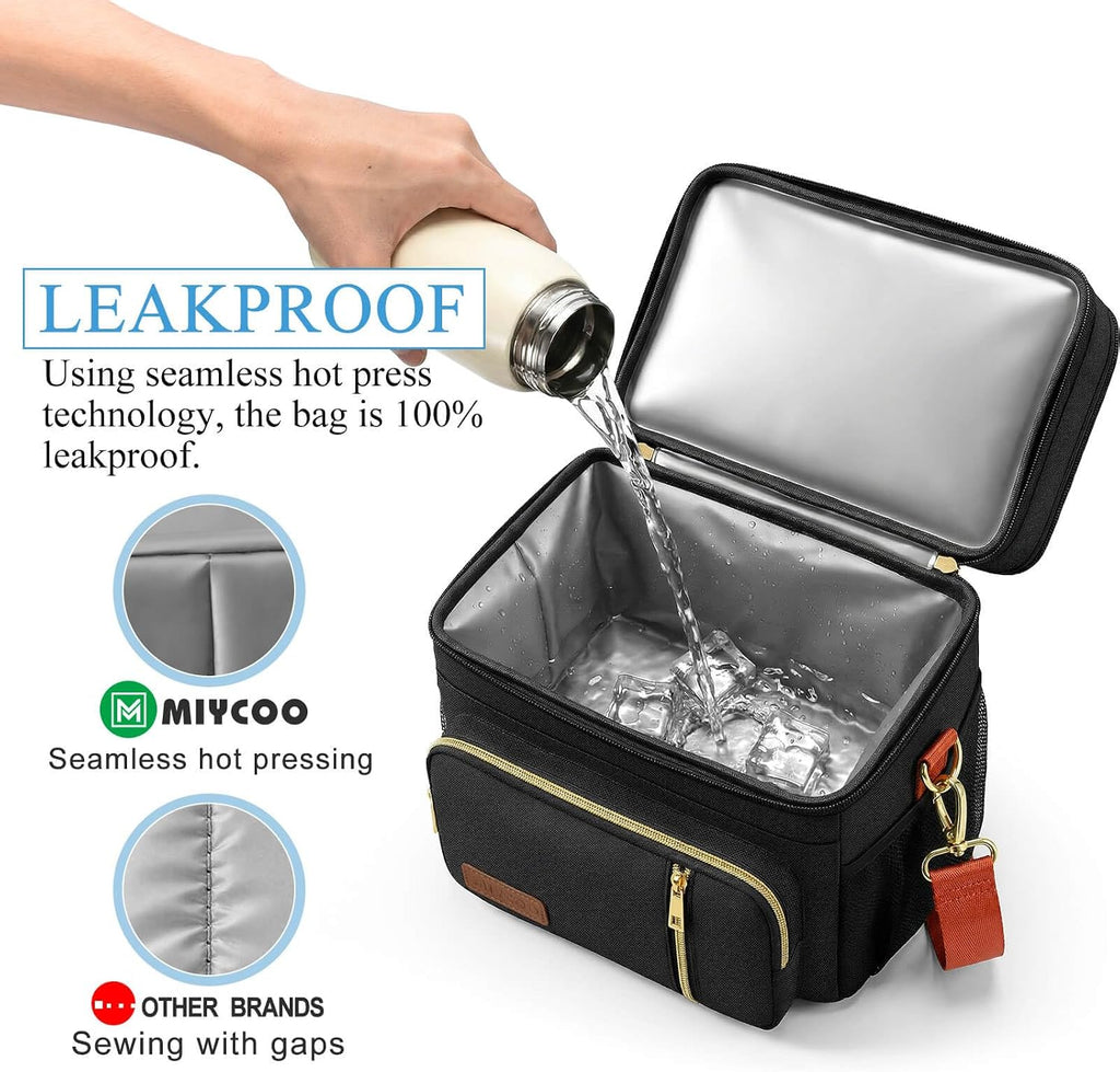 MIYCOO Lunch Bag for Women & Men, Expandable Double Deck Lunch Box, 15L