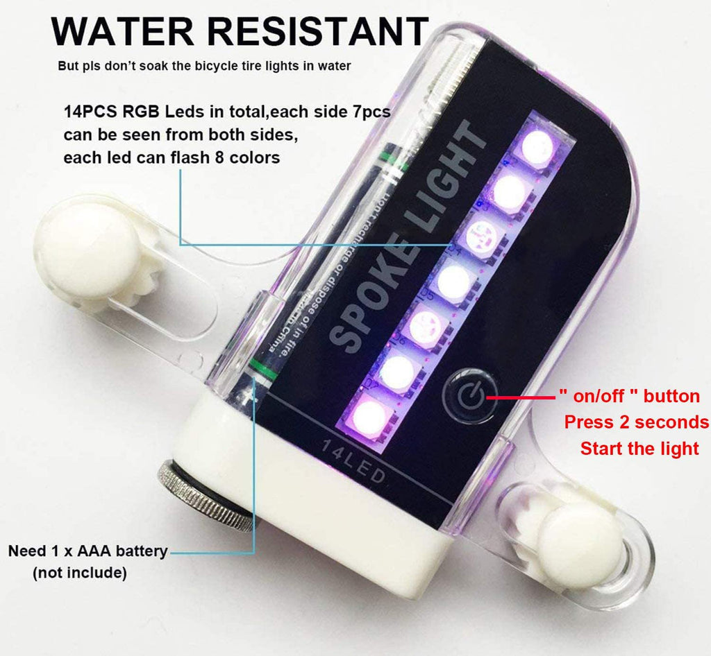 Bike Wheel Lights (2 Pack) - Waterproof LED Bicycle Spoke Lights - Bike Accessories - 30 Different Patterns Change