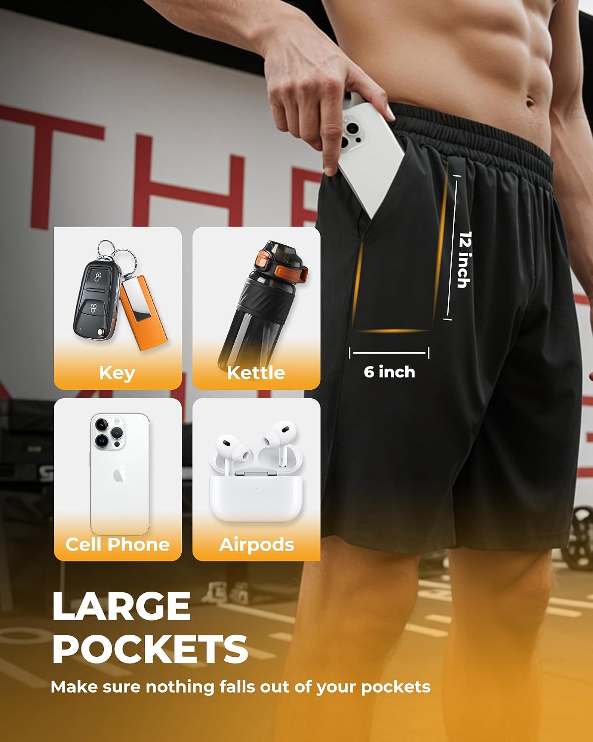 4 Pack Gym Mens Shorts - Basketball Athletic Shorts Fitness Clothing