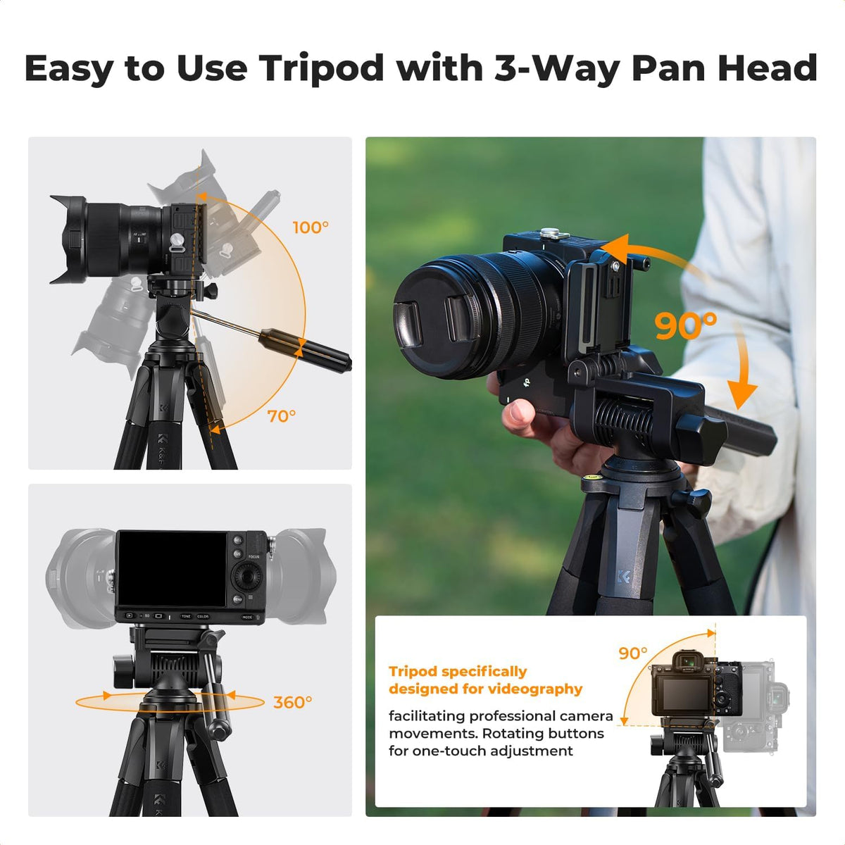 K&F CONCEPT 68" Camera Tripod Lightweight Portable DSLR Tripods