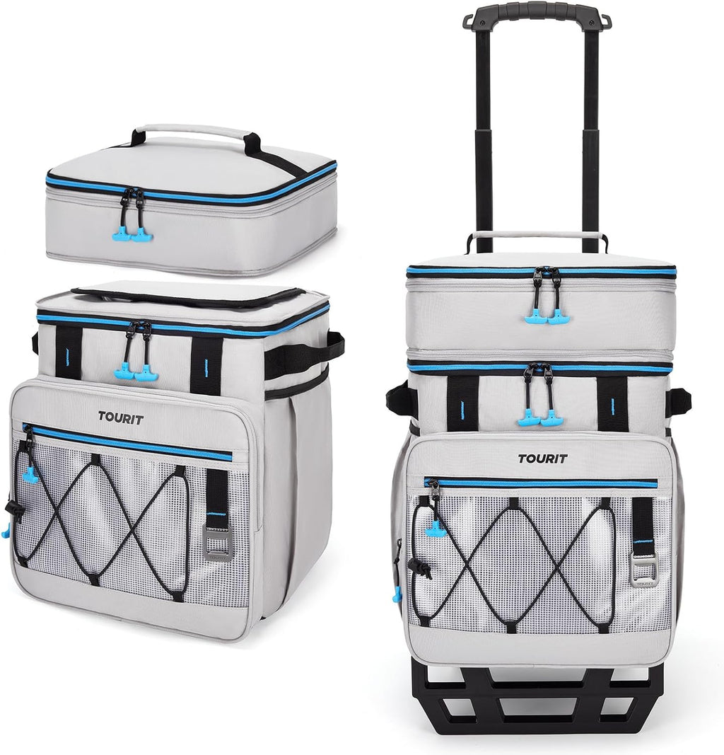 TOURIT Collapsible Rolling Cooler with Wheels, 12H Insulated & Waterproof