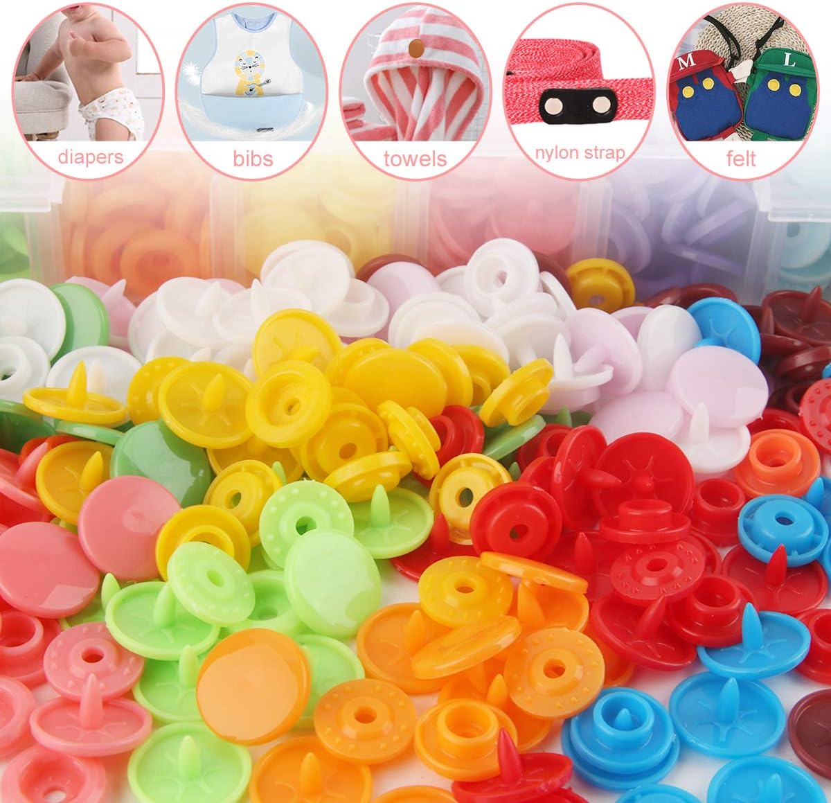 Cenoz Plastic Snaps for Fabric with Pliers Tool, 460 Sets 24 Colors