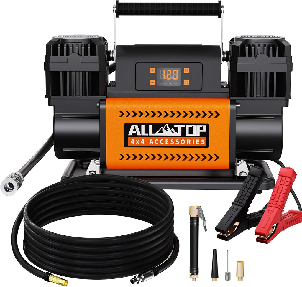 ALL-TOP Dual Cylinder Air Compressor with Digital Pressure Gauge Tire Inflator Kit, 12V Portable Inflator 12.35ft³/Min, Offroad Air Pump for Truck Tires, Heavy Duty Max 150 PSI for 4x4 Vehicle & RV