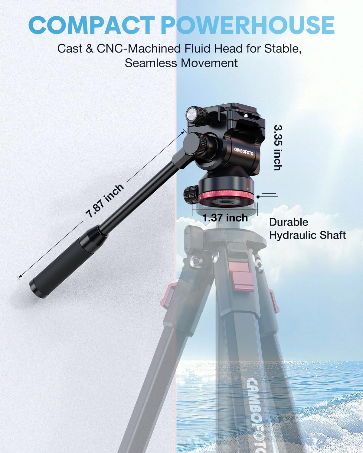 CAMBOFOTO 68" Heavy Duty Tripod, Video Tripod with Fluid Head