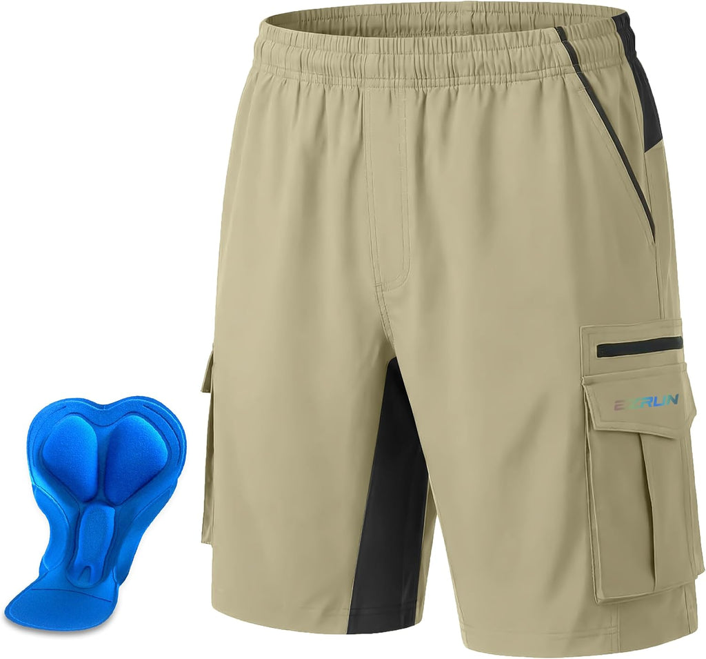 EZRUN Men's 3D Padded Mountain Bike Shorts Quick Dry Cycling Shorts