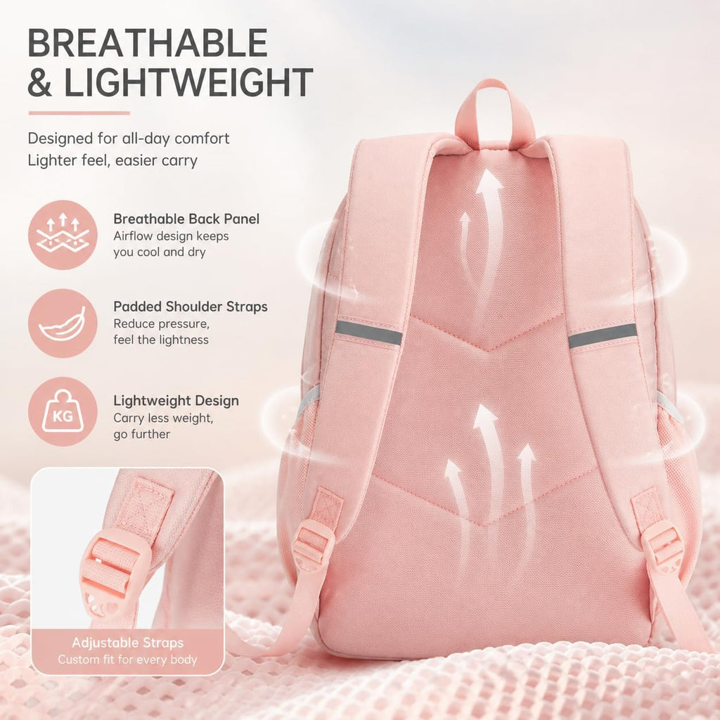 Hiking Travel Backpacks Men and Women, Lightweight Waterproof Laptop Backpack Outdoor Camping Backpack Hiking Daypack for Travel, Trekking, Work 26L (Pink)