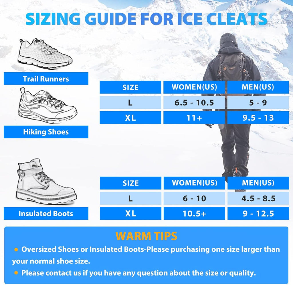 Sfee Crampons Ice Cleats, V3 Tungsten Ice Cleats for Shoes and Boots Crampons for Hiking Boots Ice Cleats for Women Men Kids Traction Cleats for Walking on Snow Ice Grips for Fishing, Walking, Running