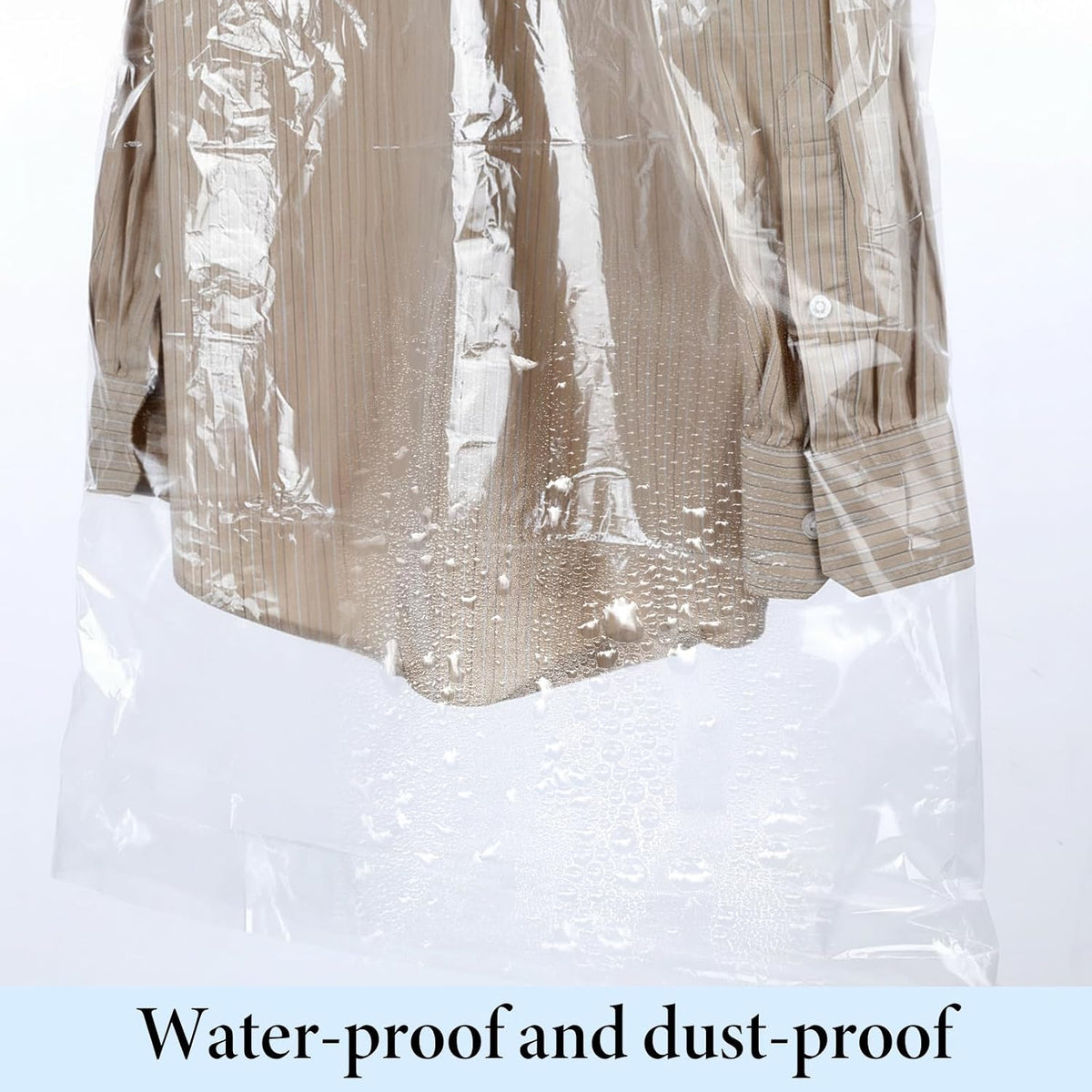 100 Pack Plastic Garment Bag, Dry Cleaning Bags, Plastic Clear Dry Cleaner Laundry Bags Transparent Coat Suit Dust Cover Protector Bag for Dry-Cleaner, Home Storage, Travel, Moving,60x100cm,60x130cm