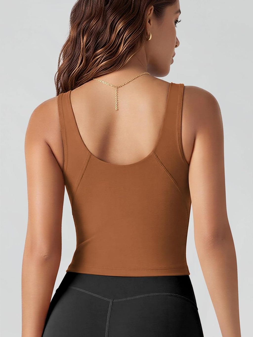 ODODOS Women's Tank Top with Built in Bra - Buttery Soft U Back Light Support Workout Yoga Sports Bra