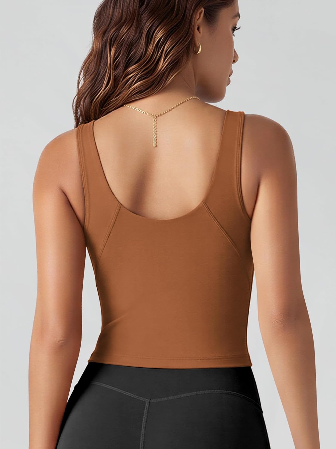 ODODOS Women's Tank Top with Built in Bra - Buttery Soft U Back Light Support Workout Yoga Sports Bra