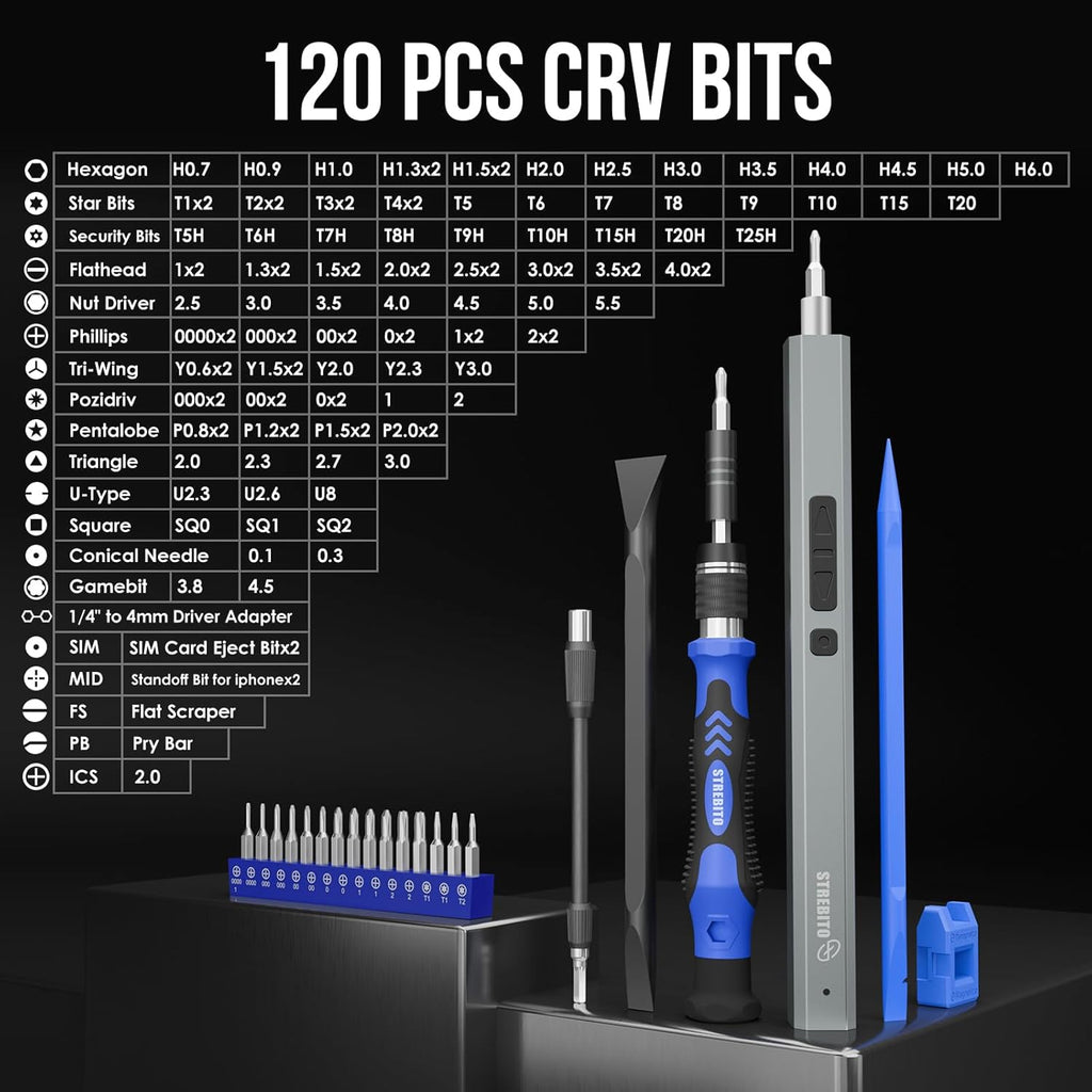 STREBITO Electric Screwdriver, 144-in-1 Precision Screwdriver Set