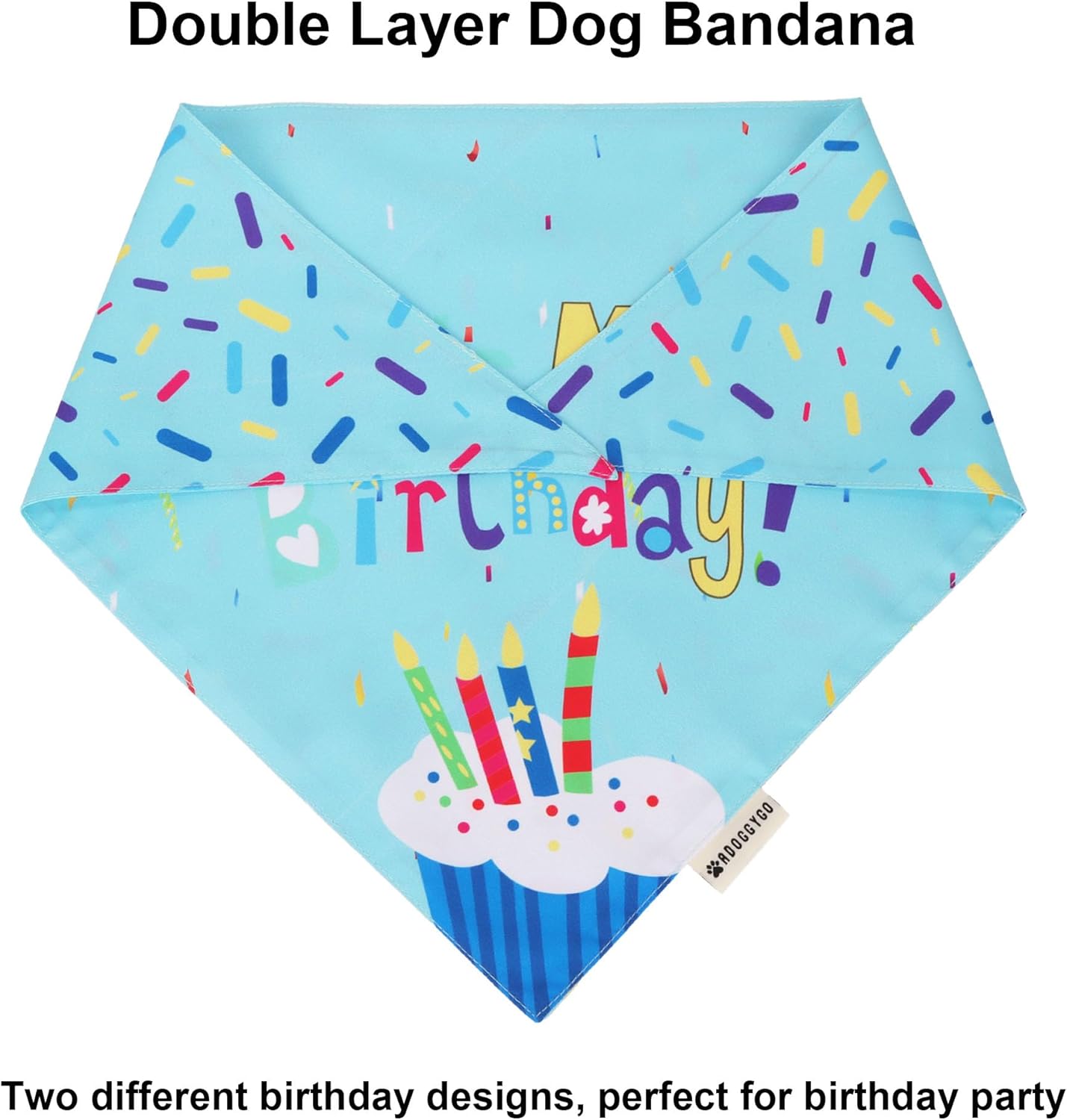 ADOGGYGO Dog Birthday Hat, Blue Birthday Boy Bandana with Bow Tie, Large
