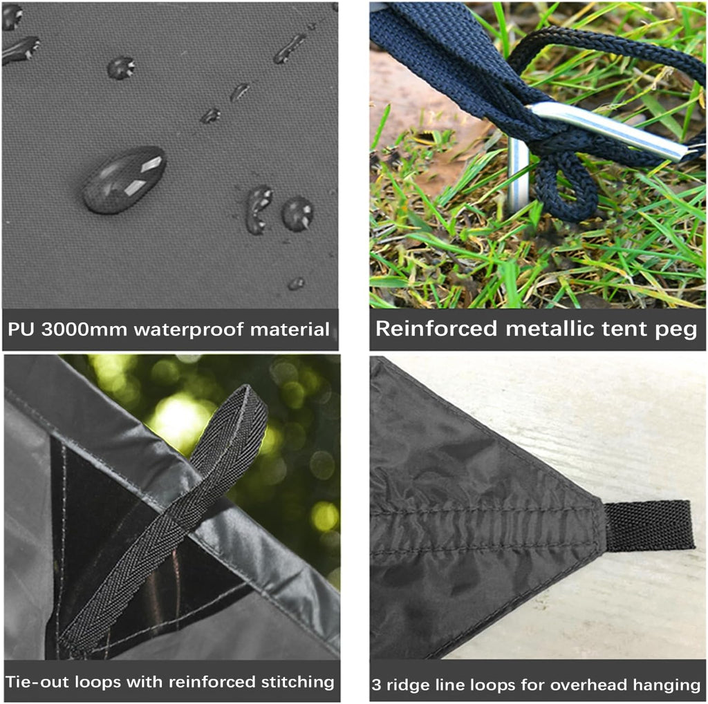 KALINCO Tent Tarp, Picnic Mat Camping Tarp Tent Hammock Tarp, pu Waterproof Camping tarp Tent Rain Fly Picnic Mat Survival Shelter Sunshade