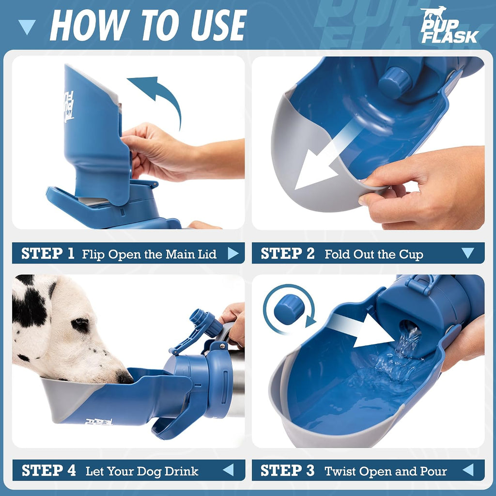 PupFlask Pro Portable Insulated Dog Water Bottle, Stainless Steel Bowl