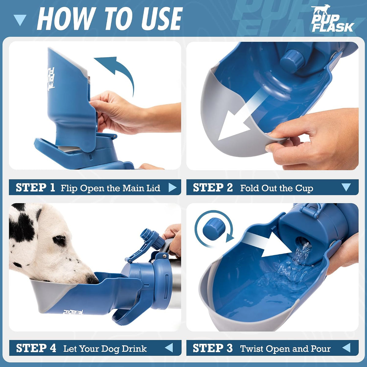 PupFlask Pro Portable Insulated Dog Water Bottle, Stainless Steel Bowl