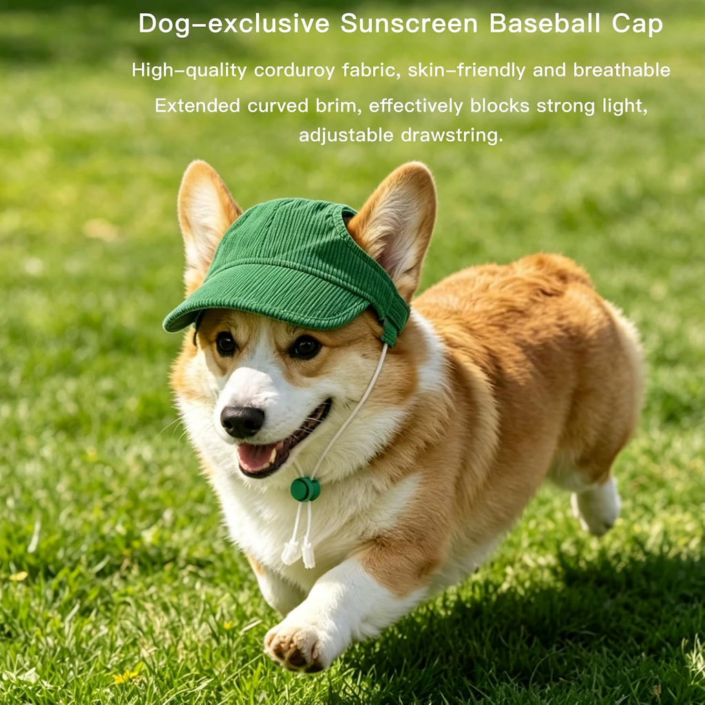 Pet Dog Baseball Cap, Cat Hat, Cat Dog Sun Cap with Ear Holes, Adjustable Puppy Outdoor Sun Hat (Pure Green, Medium)