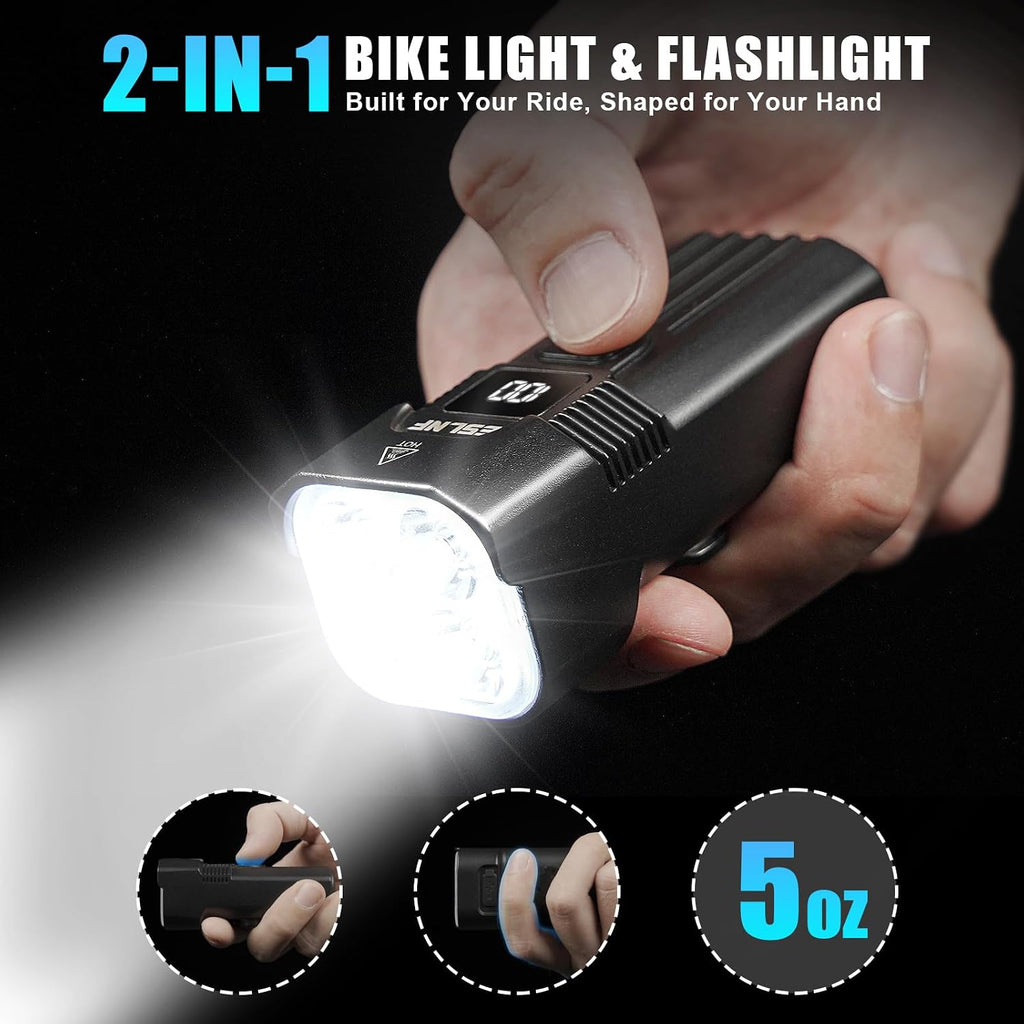 Bike Light for Night Riding, 2000LM Bicycle Headlight & Taillight