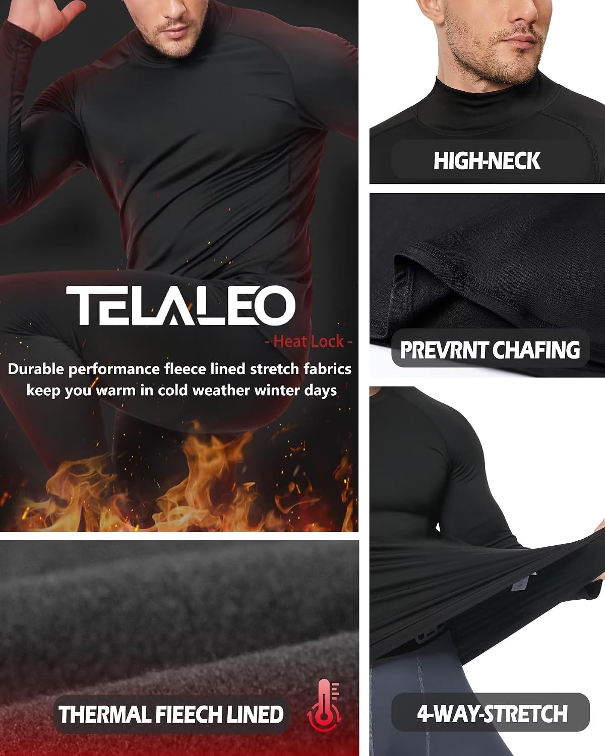 4 or 5 Pack Men's Thermal Compression Pants Fleece Lined Tights Leggings