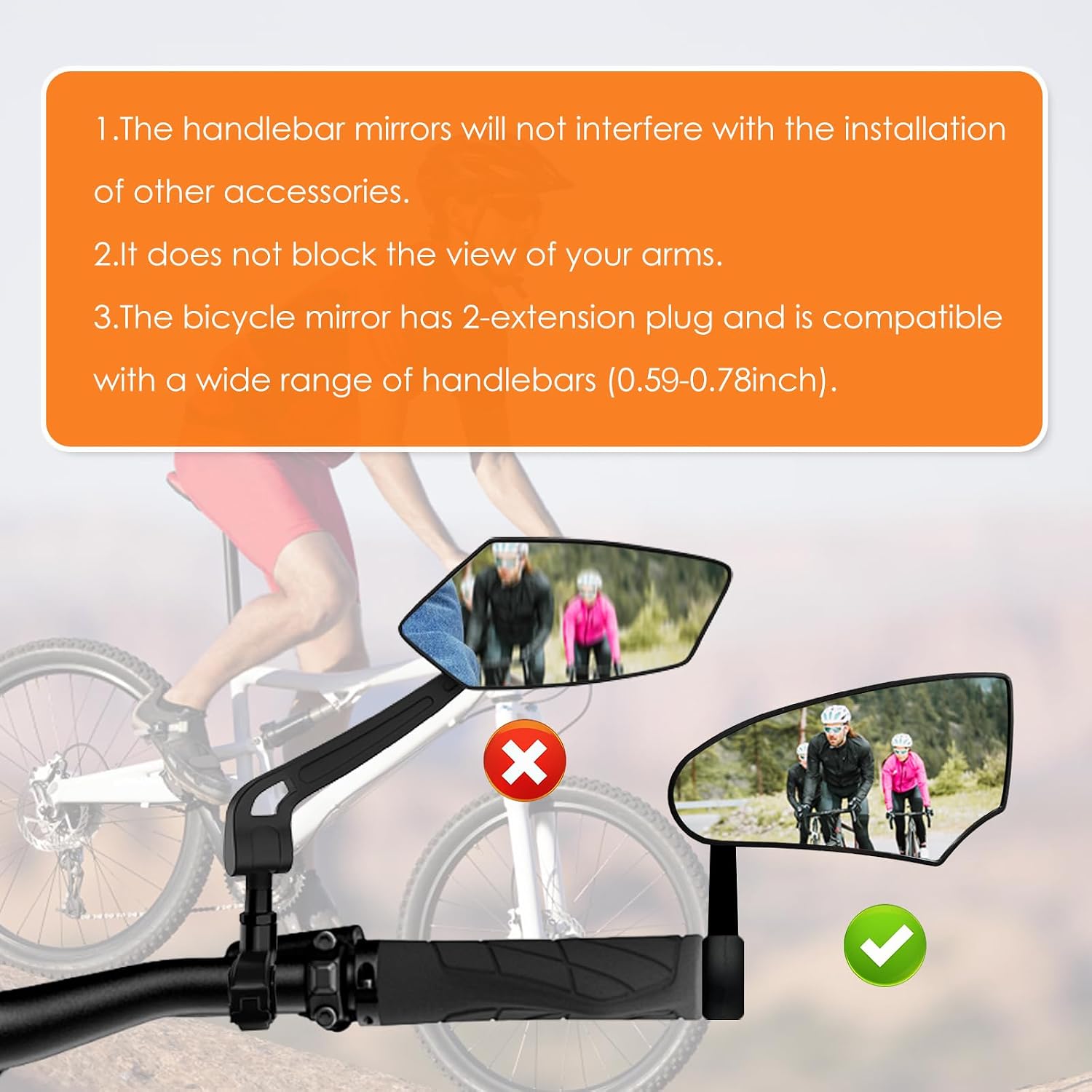 Bike Mirror HD Adjustable Bar End Bike Rear View Mirror Right